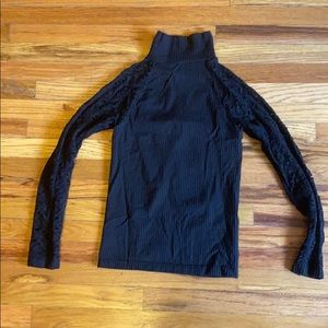 Lace and ribbed turtleneck